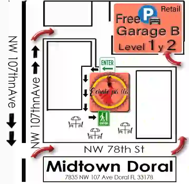 Parking Free indicaciones del restaurante espanol Echate pa lla en el Doral Miami